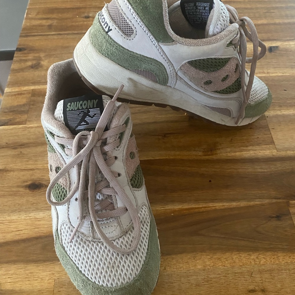 Saucony Shadow 6000 Olive and Pink Athletic Shoes